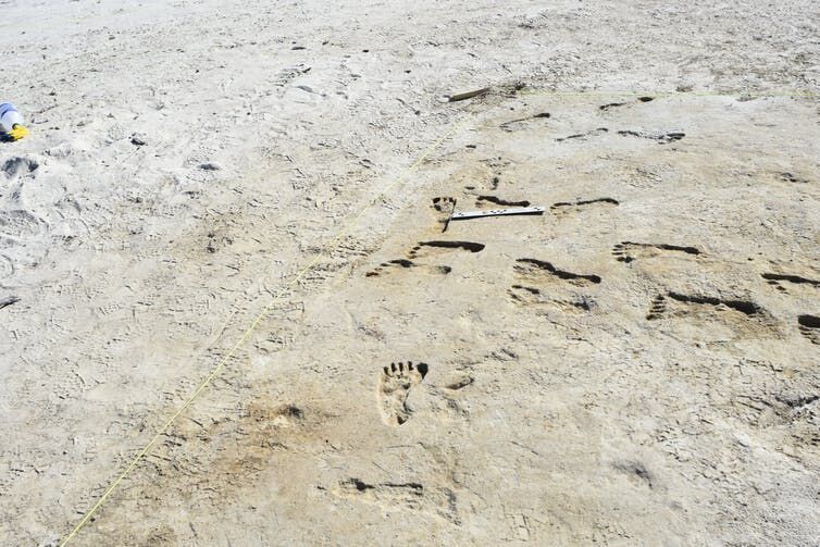 Shoeprints and footprints